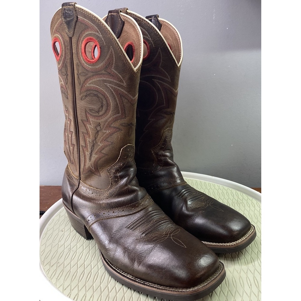 Justin Men's Leather Western Brown Cowboy Riding Boots Rodeo 11.5 D